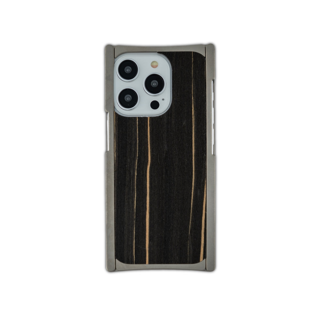 titanium ebony iphone case back view shwing luxury of the case