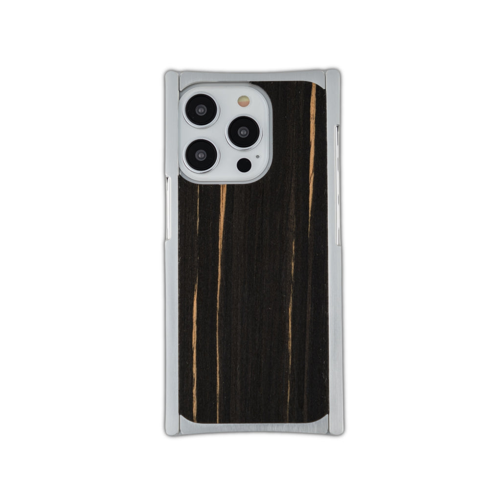 silver aluminum ebony iphone case back view