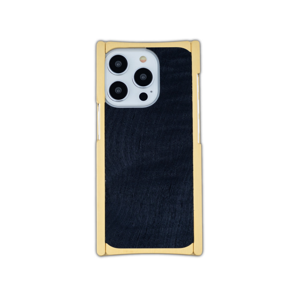 brass and black g10 iphone case back view