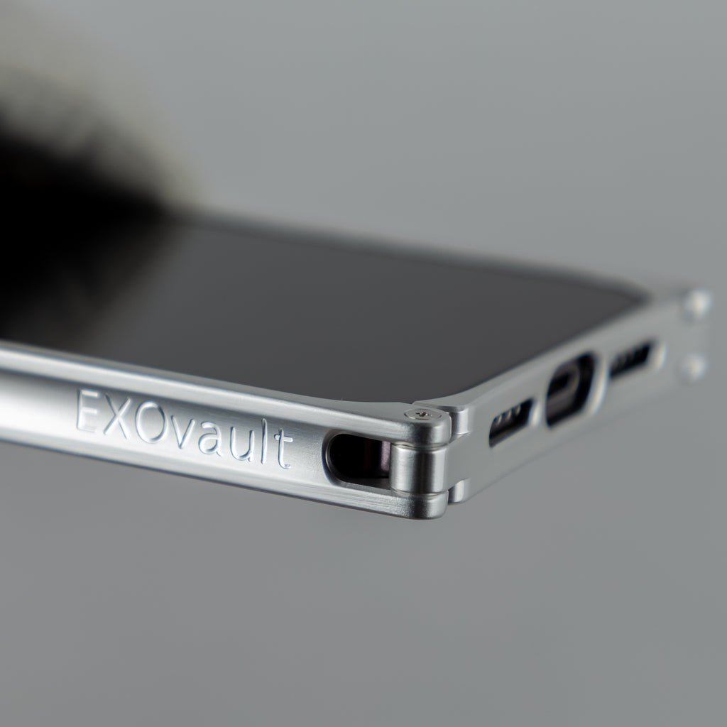 silver aluminum ziricote iphone case up close