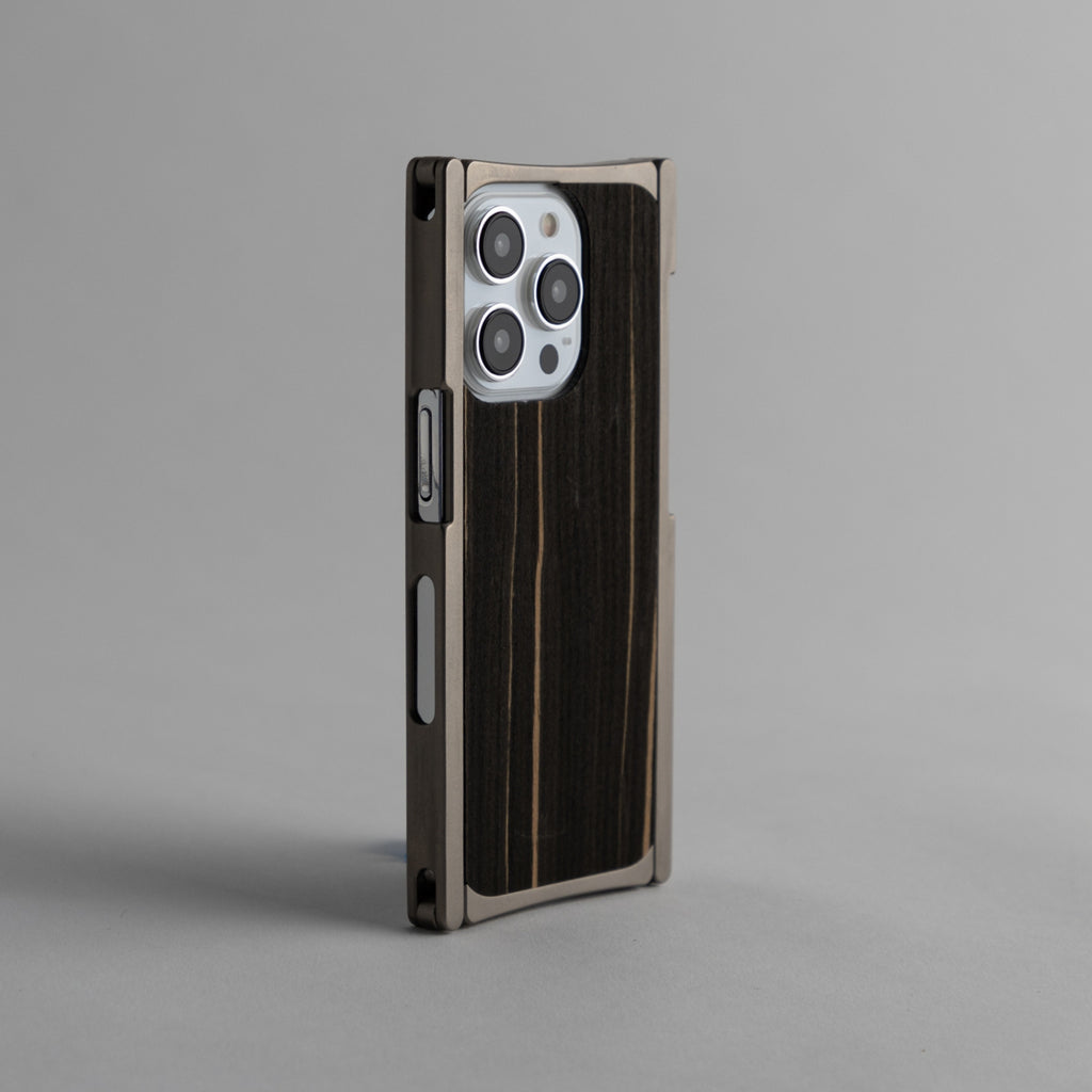 titanium and ebony iphone case side view